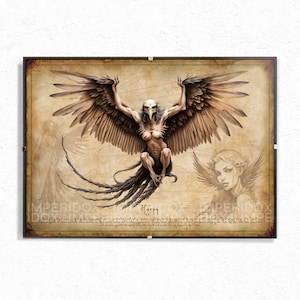 Impression d'art majestueux griffon - décoration créature mythique - art mural fantastique - illustration vintage de griffon