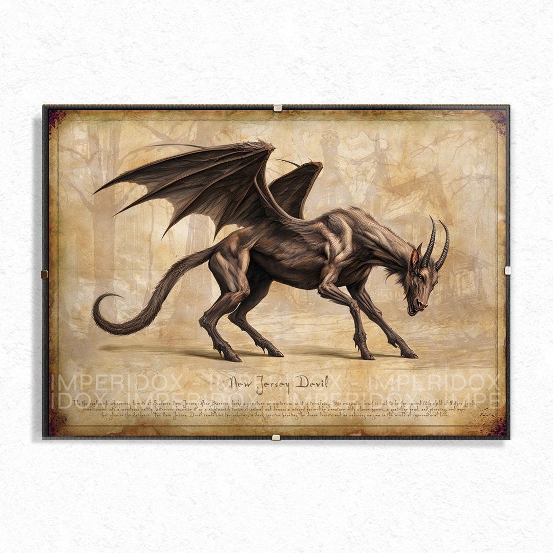 Jersey Devil Art Print | Cryptid Art | Vintage Art | New