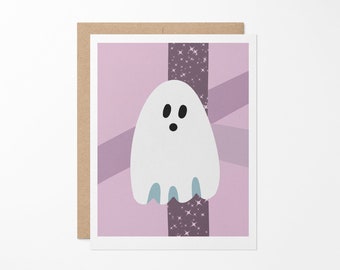 Fantasmas 02 - Tarjeta de felicitación // Ilustración fantasma // Arte fantasma // Fantasmas lindos // Arte original // Arte procreado // Arte minimalista