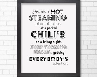 Cody Rigsby Fajitas Quote Print // Illustrator // Frame-able Artwork // Original Art // Typography // Minimalist Art // Boo Crew