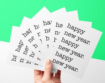Happy New Year Typewriter Greeting Card // New Years Card // Happy New Year Card // Simple New Year Card // NYE card // New Years Resolution