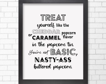 Cody Rigsby Buttered Popcorn Quote Print // Illustrator // Frame-able Artwork // Original Art // Typography // Minimalist Art //