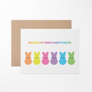 Tarjeta de felicitación de Pascua Peeps // Pascua // Tarjetas para familiares // Linda tarjeta de Pascua // Domingo de Pascua // Tarjeta de Pascua hecha a mano // Peeps