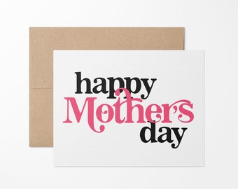 Happy Mother's Day Greeting Card // Mother's Day Card // Cute Mother's Day Card // Happy Mother's Day // Blank Mother's Day Card