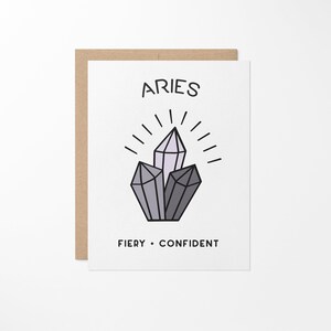 Tarjeta de felicitación de piedras preciosas del zodiaco de Aries // Tarjeta de Aries // Cumpleaños de Aries // Tarjeta en blanco de Aries // Tarjeta de fiesta de Aries // Tarjeta de cumpleaños del zodiaco de Aries imagen 1