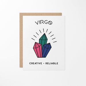 Cartão de felicitações com pedras preciosas do Zodíaco de Virgem // Cartão de Virgem // Cartão de aniversário de Virgem // Cartão em branco de Virgem // Cartão de festa de Virgem // Aniversário do Zodíaco de Virgem