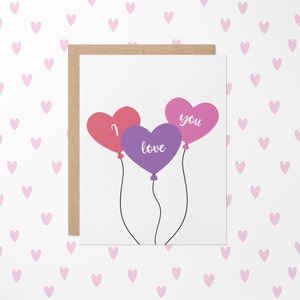 Heart Balloon Greeting Card // Valentine Card // Valentines Card // Valentine&#39;s Day Card // Valentine&#39;s Day Card // Cute Valentine&#39;s Card