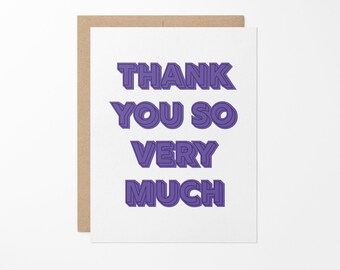 Thank You so Very Much Greeting Card // Thank You Card // Thank