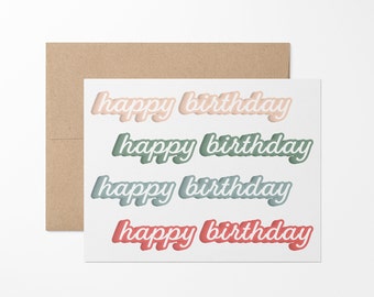 Happy Birthday Multicolor Greeting Card // Birthday Card // Cute Birthday Card // Minimalist Birthday Card // Blank Happy Birthday Card