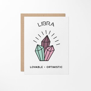 Libra Sternzeichen Edelstein Grußkarte // Waage Karte // Waage Geburtstagskarte // Waage Blanko Karte // Libra Party // Waage Sternzeichen Geburtstagskarte