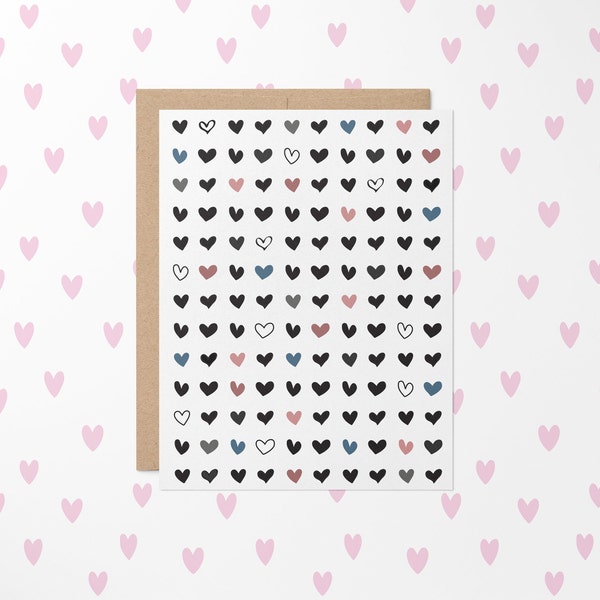 Hearts Grid Greeting Card // Valentine Card // Valentines Card // Valentine's Day Card // Valentine's Day Card // Cute Valentine's Cards