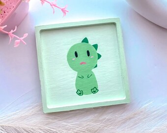 Cute Dinosaur Dish | Painted Cement Dish | Jewelry Storage | Green Square dish