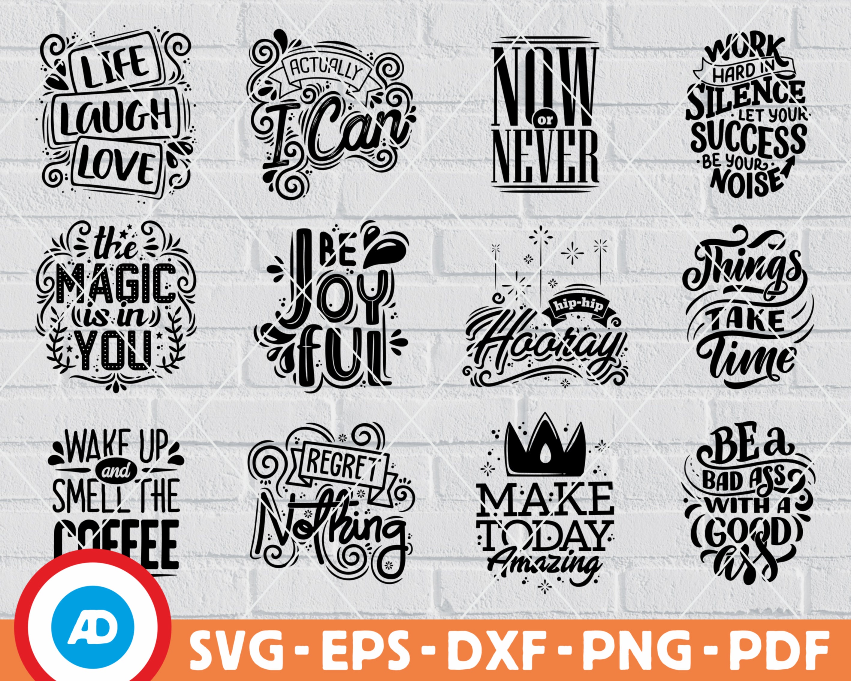 45 Positive Quotes SVG BUNDLE Svg Eps Dxf Pdf Png Files Hand - Etsy Canada