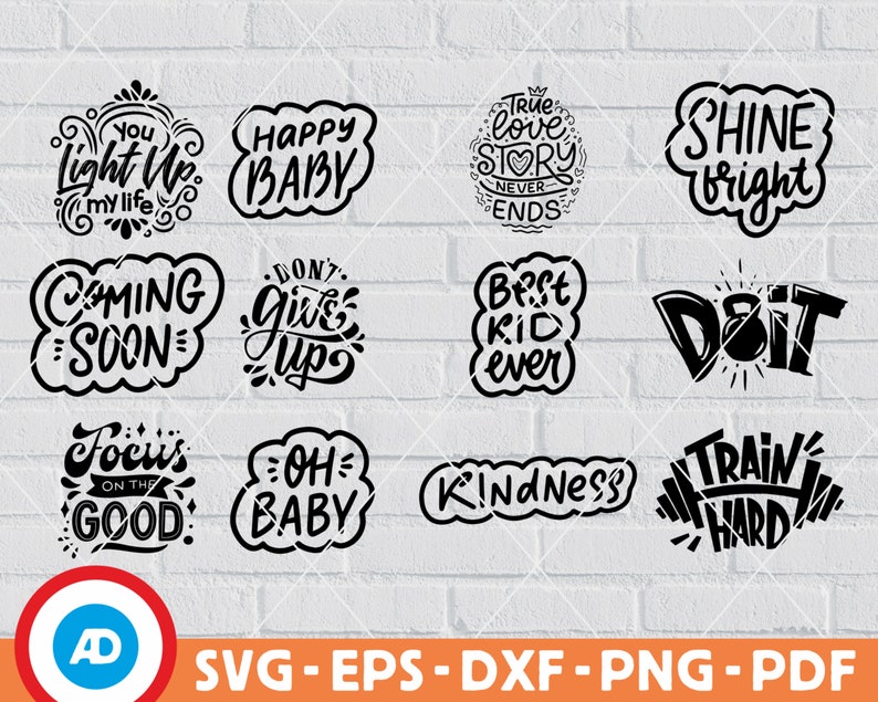 37 Inspirational Quotes SVG BUNDLE Svg Eps Dxf Pdf Png Hand - Etsy