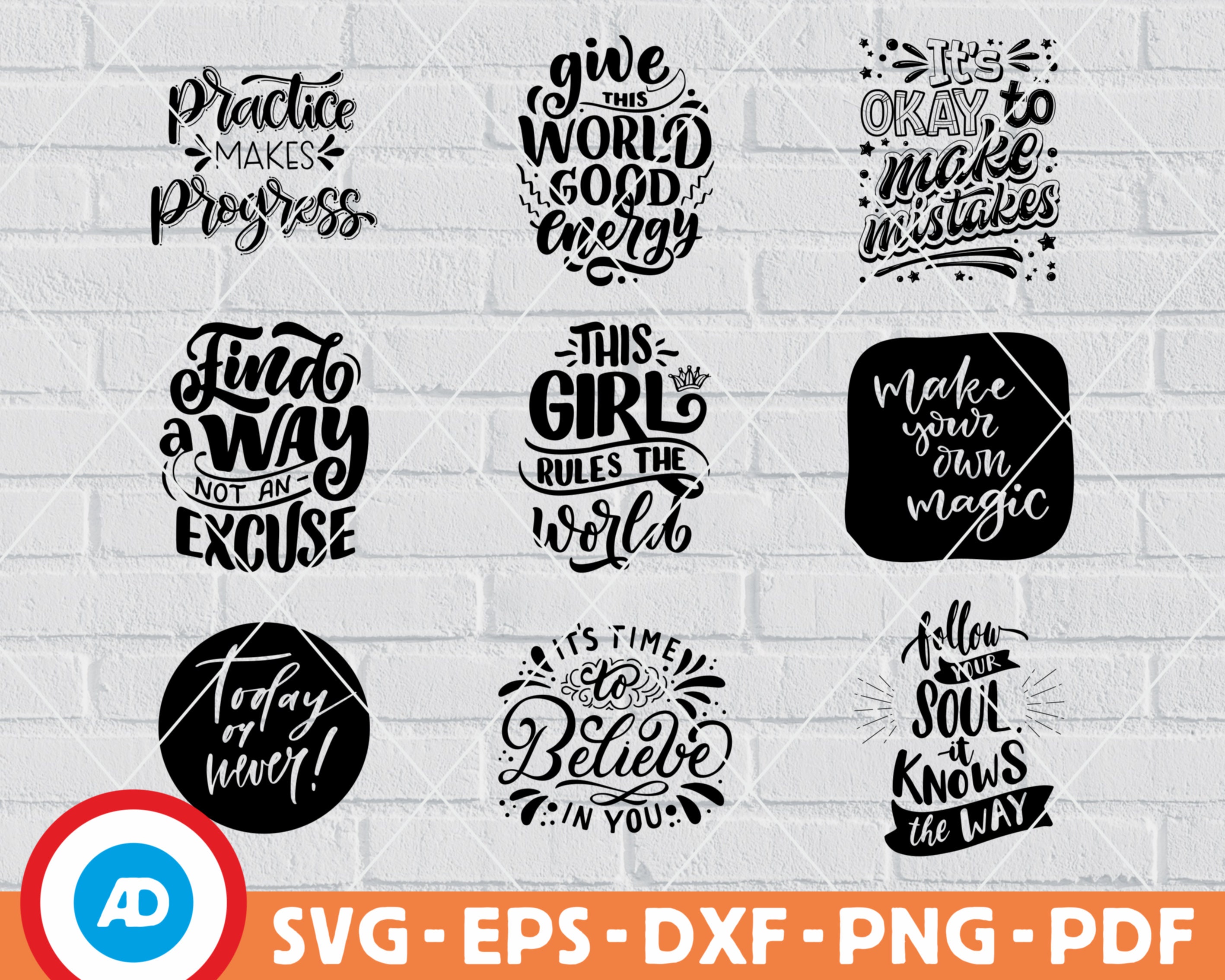 45 Positive Quotes SVG BUNDLE Svg Eps Dxf Pdf Png Files Hand - Etsy Canada