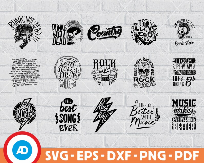 60 Sing Dance Music Quotes SVG BUNDLE Svg Eps Dxf Pdf Png - Etsy Canada