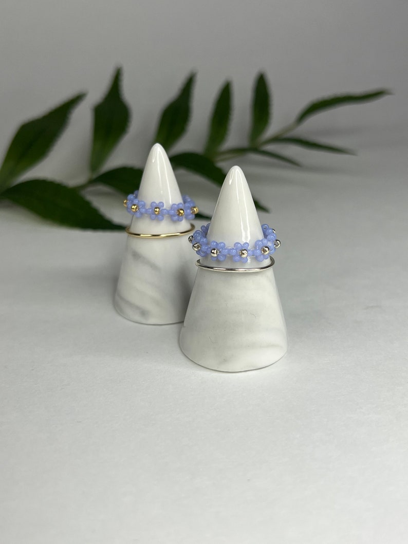 Beaded Flower Rings, Stackable Rings - Etsy