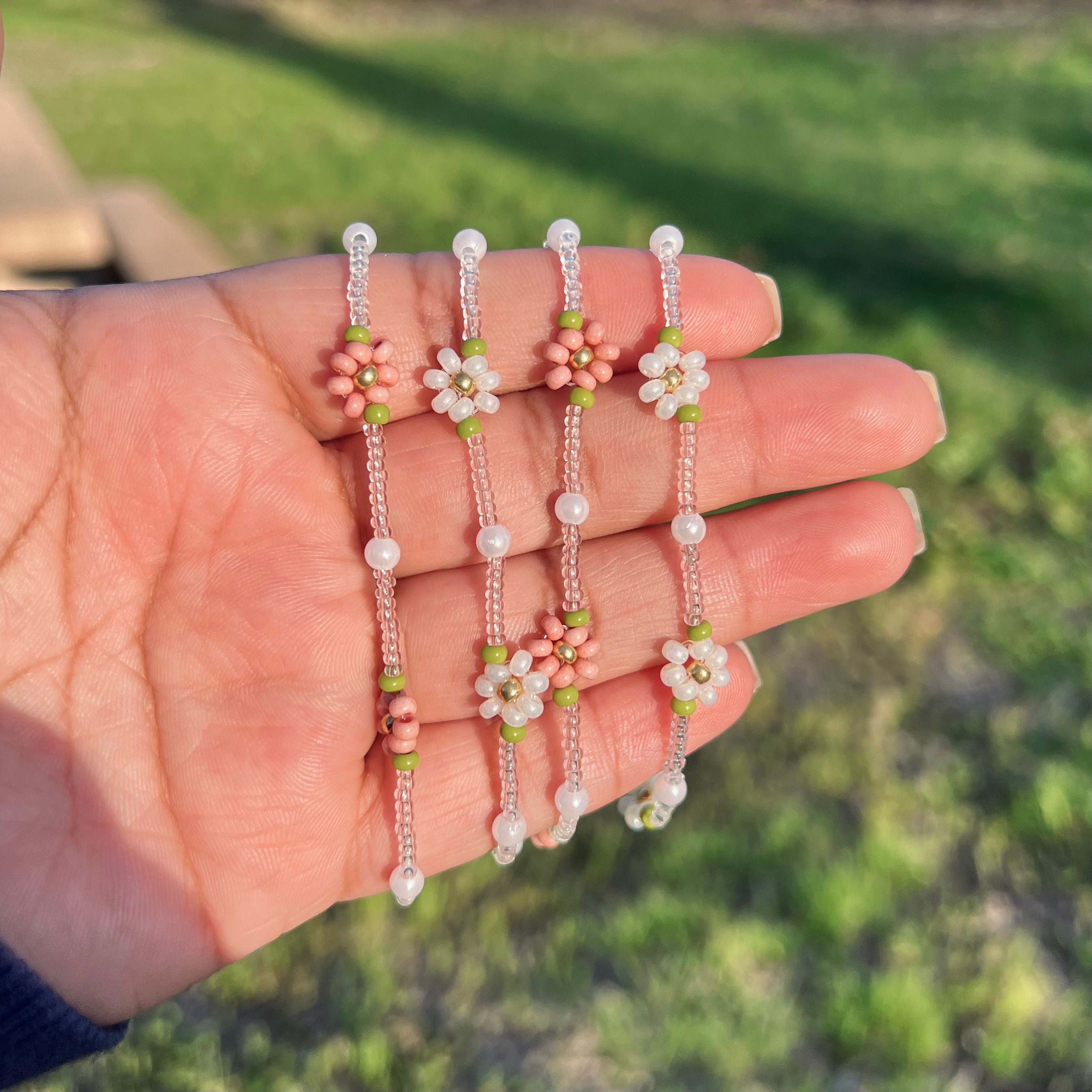 60 Pieces Flower Beads Rings Set Handmade Rice Bead Rings Colorful Beaded  Rings Boho Beach Preppy Jewelry Rings Summer Aesthetic String Rings for