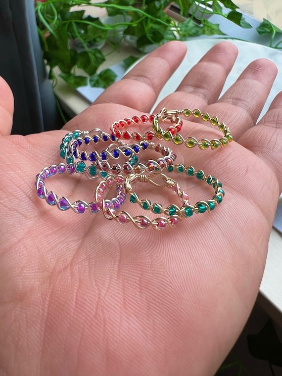 Braided Wire Rings Seed Bead Wire Ring Wire Wrapped Rings Etsy