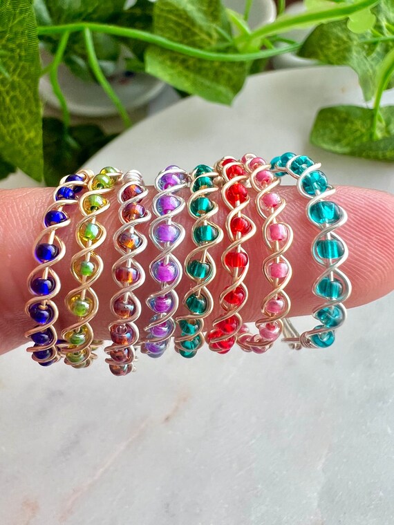 Braided Wire Rings Seed Bead Wire Ring Wire Wrapped Rings Etsy