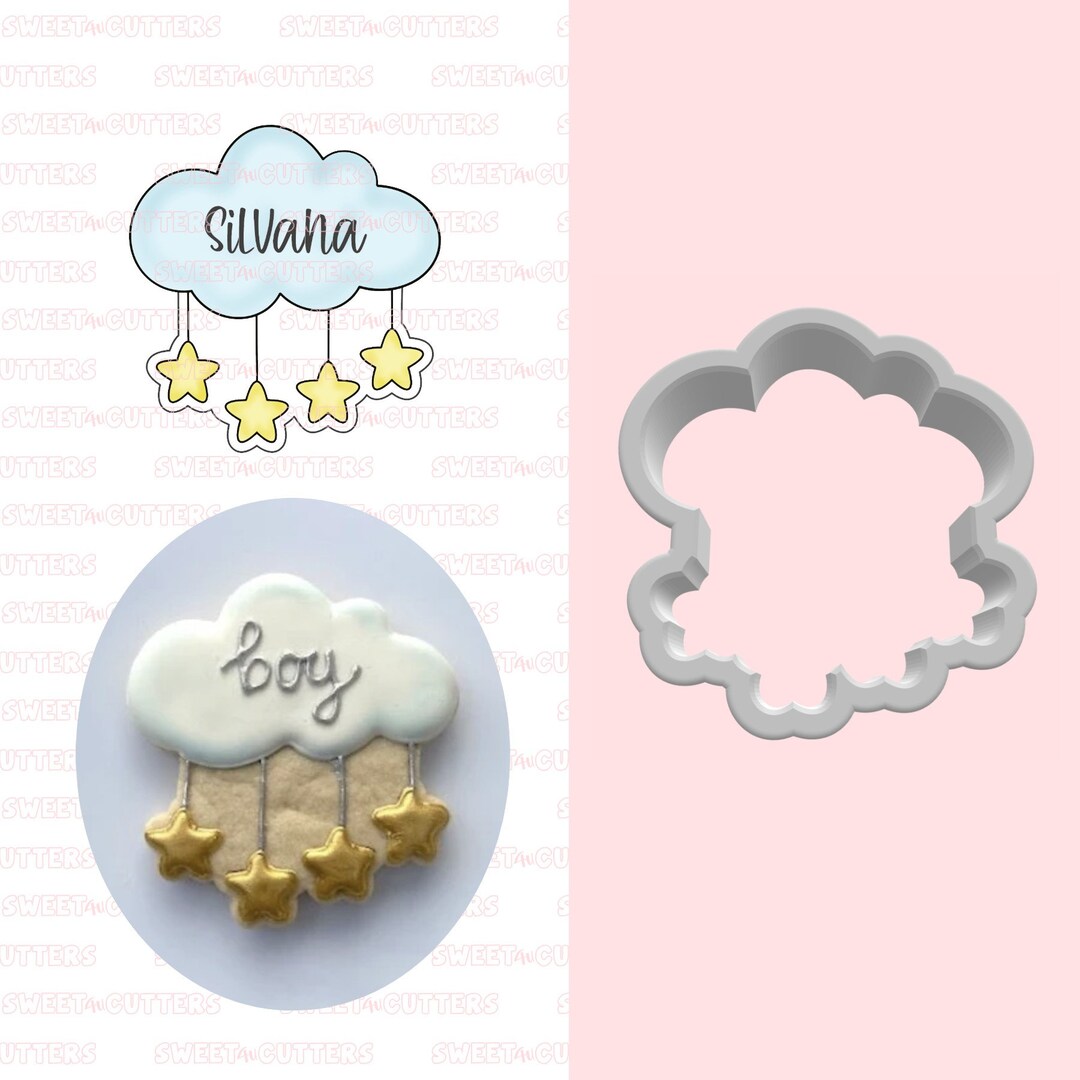 Cloud With Stars Cookie Cutter , Baby Shower Cookie Cutter, Cloud ...