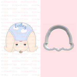 Crouching Baby Cookie cutter, Baby boy cookie cutter, Baby shower cookie cutter, baby diaper cookie cutter