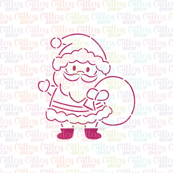 Santa with bag pyo cookie stencil