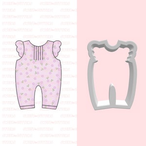 Baby Girl Romper Cookie Cutter, Romper with ruffles cookie cutter, onesie baby cookie cutter, baby shower cookie cutter, multi size cutter