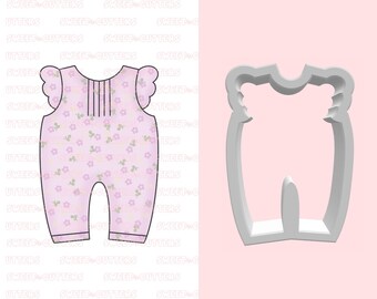 Baby Girl Romper Cookie Cutter, Romper with ruffles cookie cutter, onesie baby cookie cutter, baby shower cookie cutter, multi size cutter