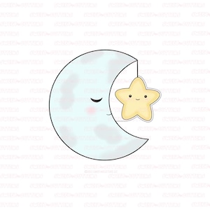 Half Moon with star Cookie cutter, Baby shower cookie cutter, Fondant cookie cutter