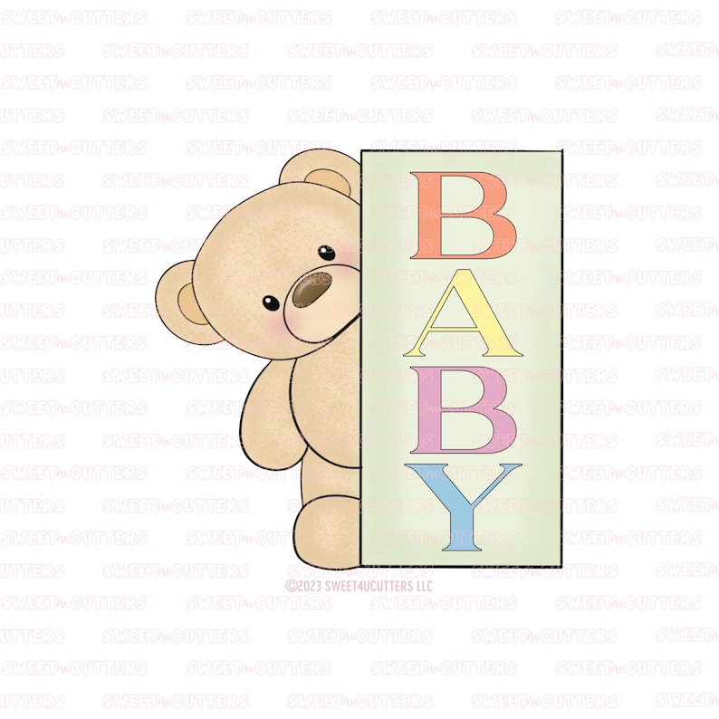 Bear BB plaque cookie cutter afbeelding 1