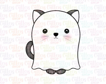 Ghost cat cookie cutter, kitty halloween cookie cutter, animals cookie cutter