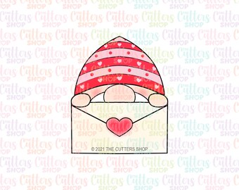 Gnome plaque cookie cutter, Valentines cookie cutters or fondant cookie cutter