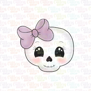Skull girl cookie cutter, halloween cookie cutter, girl skull with bow cookie cutter