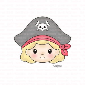 Cortador de galletas Pirate Girl B, cortador de mapa pirata, cortador de galletas de pirata girl, cortador de galletas de fondant o arcilla