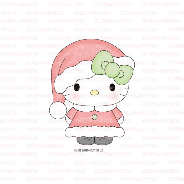 Cortador de galletas de gatito navideño, cortador de galletas de fondant, C23