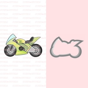 Moto racer car cookie cutter, Baby shower cookie cutter, fondant cookie cutter