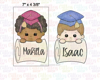 Grad kids set of 2 cookie cutter, Graduation cookie cutter or fondant cookie cutter