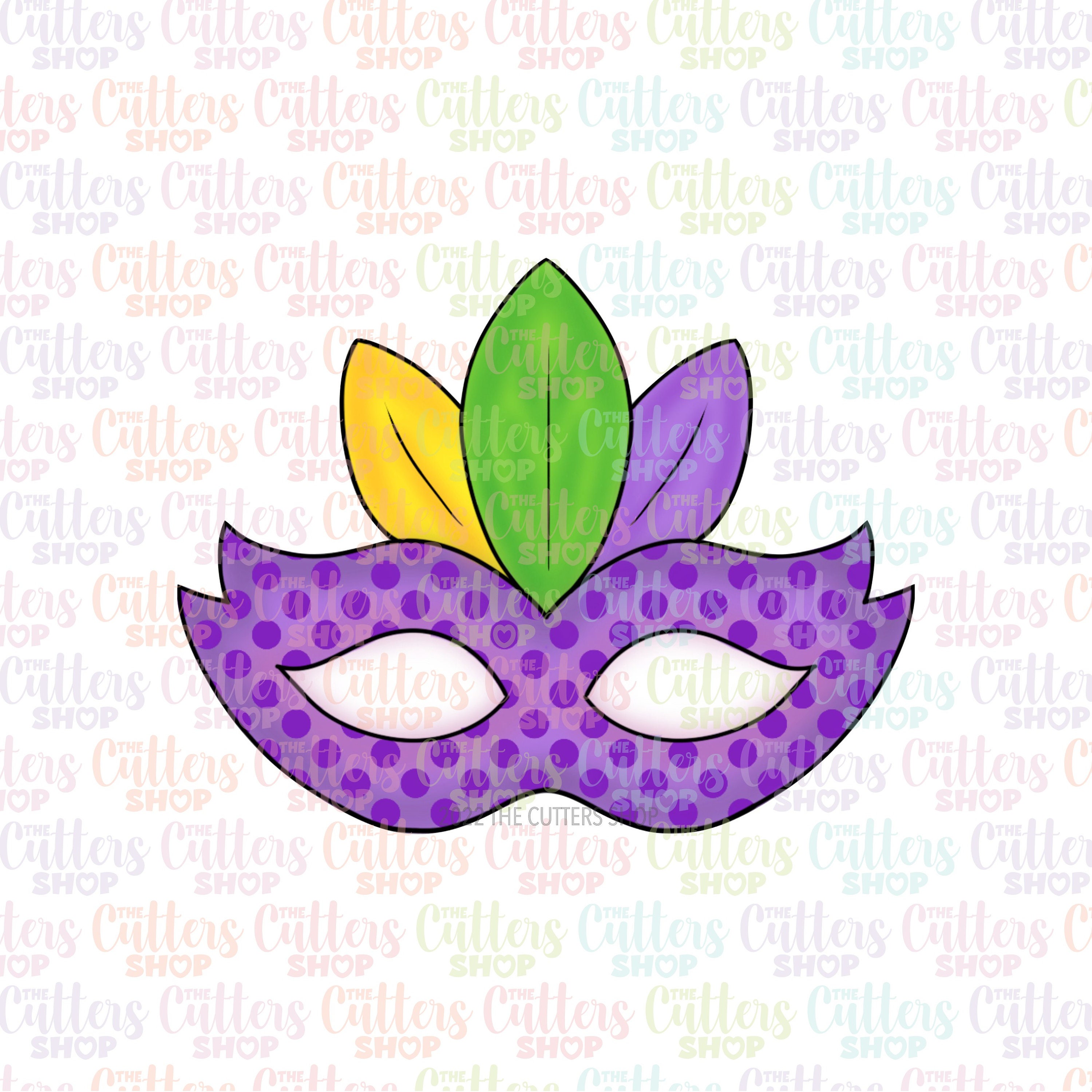 Mardi Gras Mask w/ Feathers Cookie Cutter
