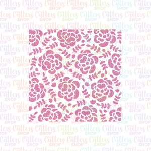 Peony pattern cookie stencil