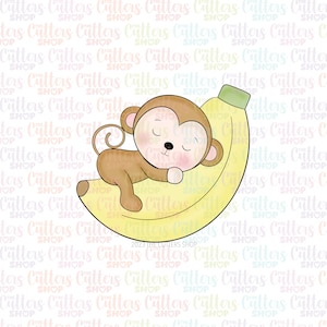 Baby Monkey Boy cookie cutter, banana cookie cutter, baby shower cookie cutter, baby monkey cookie cutter