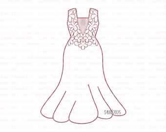 Wedding Dress  Lou Cookie Cutter, Prom Dress cookie cutter, Sweet 16 cookie cutter, Fondant cookie cutter
