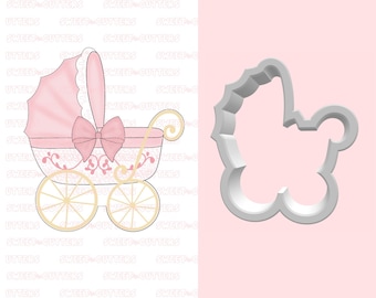 Fancy Stroller Cookie cutter, baby carriage cookie cutter, multi size cookie cutter, baby shower cookie cutter