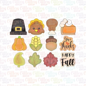 Fall Thanksgiving Mini Cookie Cutter set of 12 cutters, Fall cookie cutter, Thanksgiving cookie cutter or fondant cookie cutter