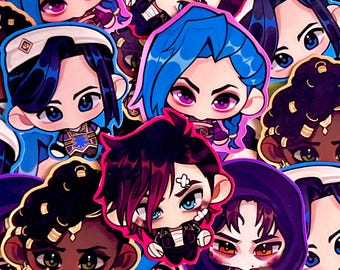 Arcane vinyl stickers with Jinx, Caitlyn, Vi, Mel, Viktor