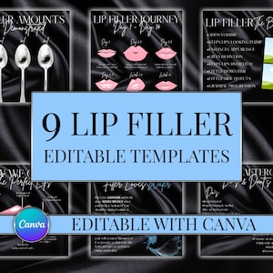 9 High Quality Lip Filler Aesthetics Templates Black Silk Glam Instagram Templates Ready To Use With Canva for Aesthetics Practitioners