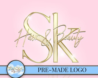 Gold and Pink Logo, Beauty Hair Lashes Logo, Premade Logo, Instagram Templates, Gold Logo Cosmetics, Aesthetics Practitioner Logo, Sleek