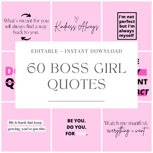 50 Girl Boss Pink Black Instagram Quote Product Posts Etsy