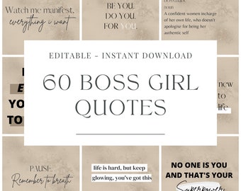 60 Inspirational Shareable Instagram Posts | Pre Made Beige Girl Boss Business Quotes | Social Media Social Flyer Quote Instant Download