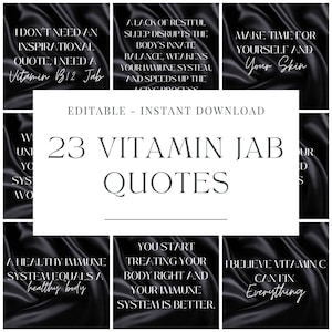 23 Black Vitamin Boosters Quotes Vitamin Injections Aesthetics Templates Instagram Templates Ready To Use With Canva